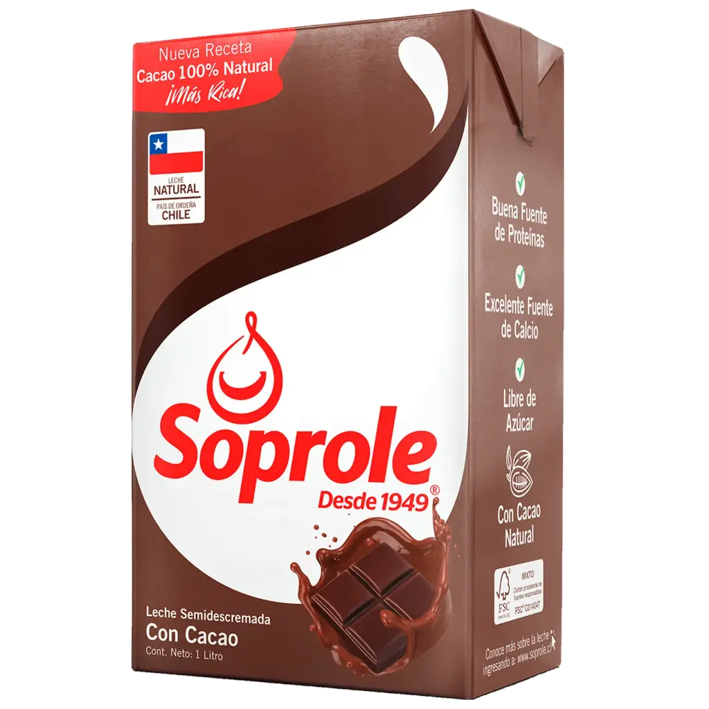 [7802900028374] LECHE CACAO SEMI SOPROLE 1L