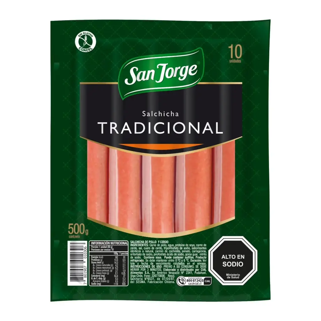 [7801907001991] SALCHICHA TRADICIONAL SAN JORGE 500G
