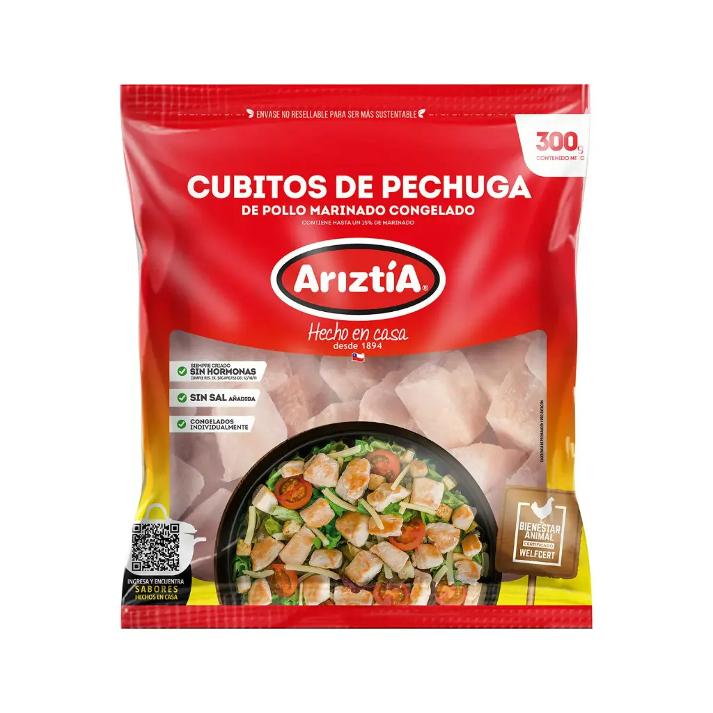 [7804115002699] CUBITOS DE PECHIGA DE POLLO ARIZTIA 300G