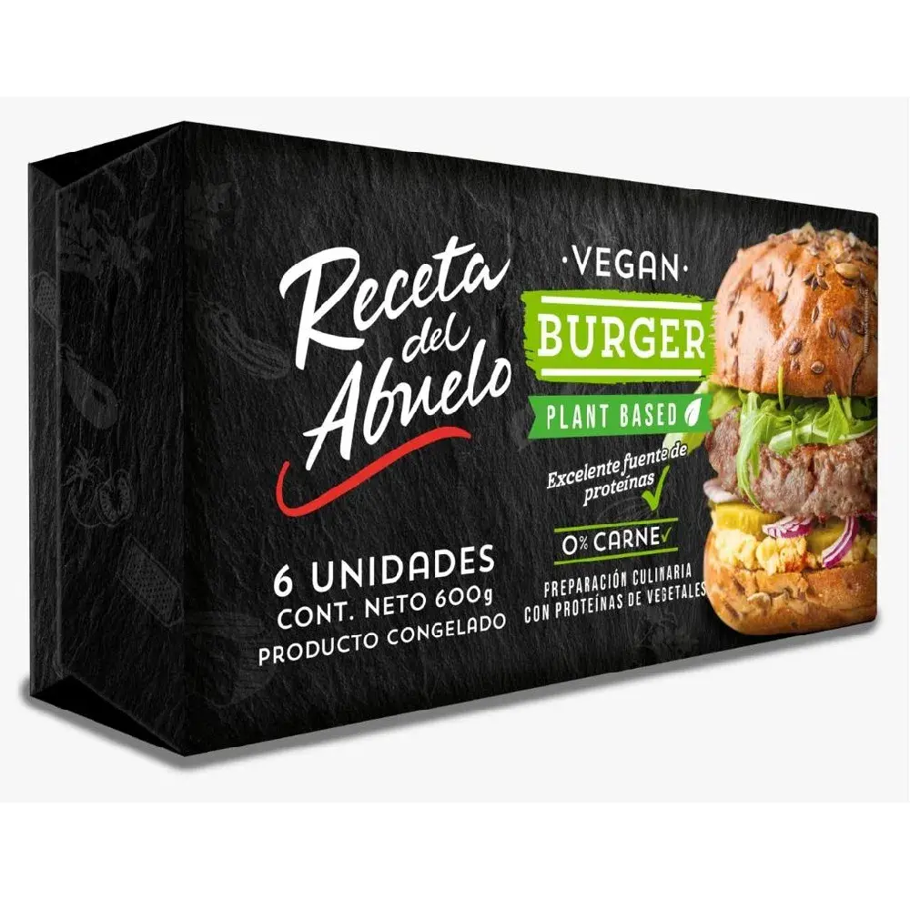 [7801930000763] CAJA BURGER VEGAN CARNE RECETA ABUELO 6U 600G