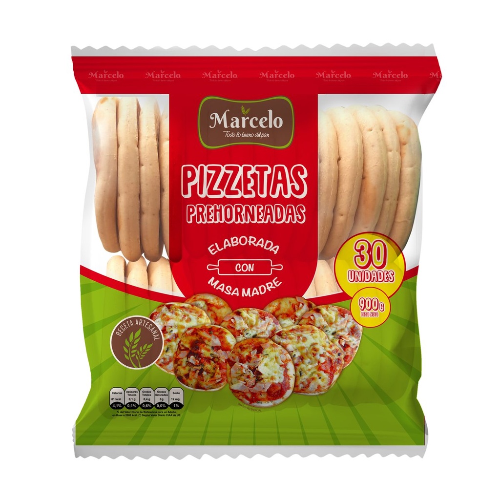 [742832854528] PIZZETAS PREHORNEADAS 30U MARCELO 900G