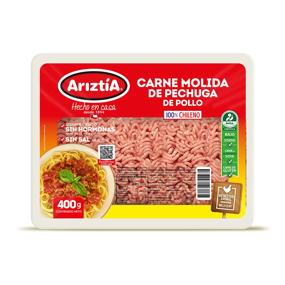 [7804115001913] PECHUGA MOLIDA DE POLLO ARIZTÍA 400G