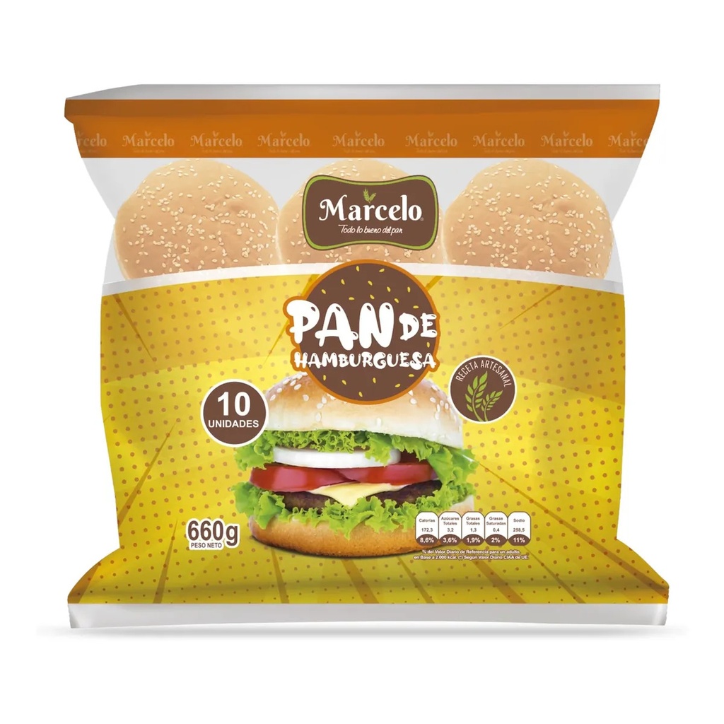 [742832854436] PAN DE HAMBURGERSA 10U MARCELO 660G