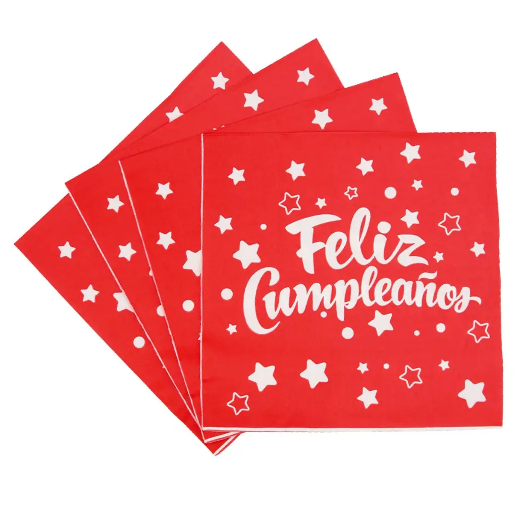[8985517641941] SERVILLETA FELIZ CUMPLE ROJA