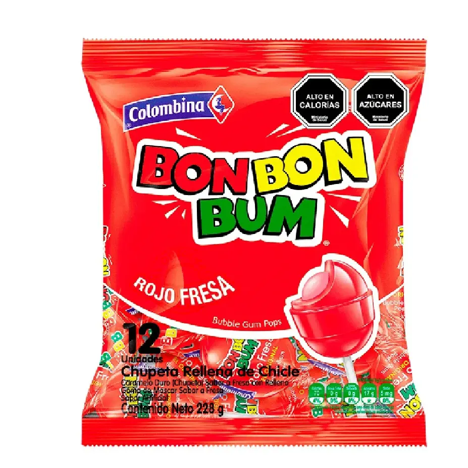 [7702011281166] BON BON BUM SABORES SURTIDOS COLOMBINA (ROJO FRESA)