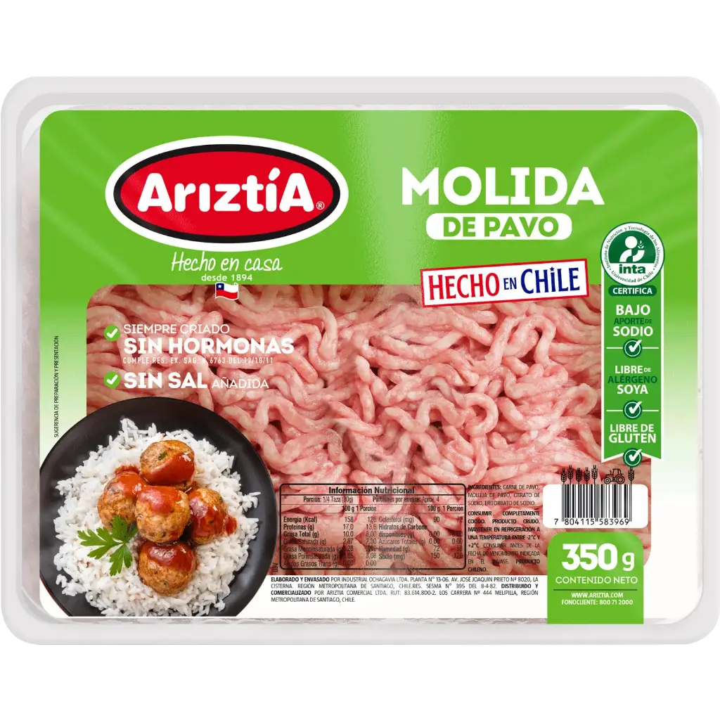 [7804115001777] PECHUGA MOLIDA DE PAVO ARIZTÍA 400G 